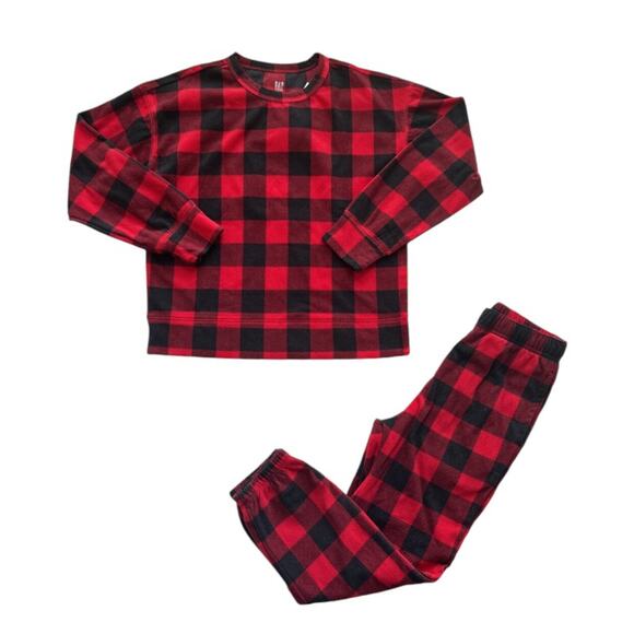 Gap Buffalo Check Plaid Fleece Pajamas Size 8 - Picture 1 of 4